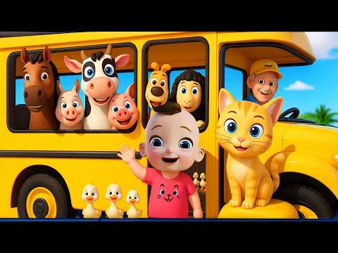 Wheels on the Bus | Animal Sounds & Farm Animals | BabaSharo