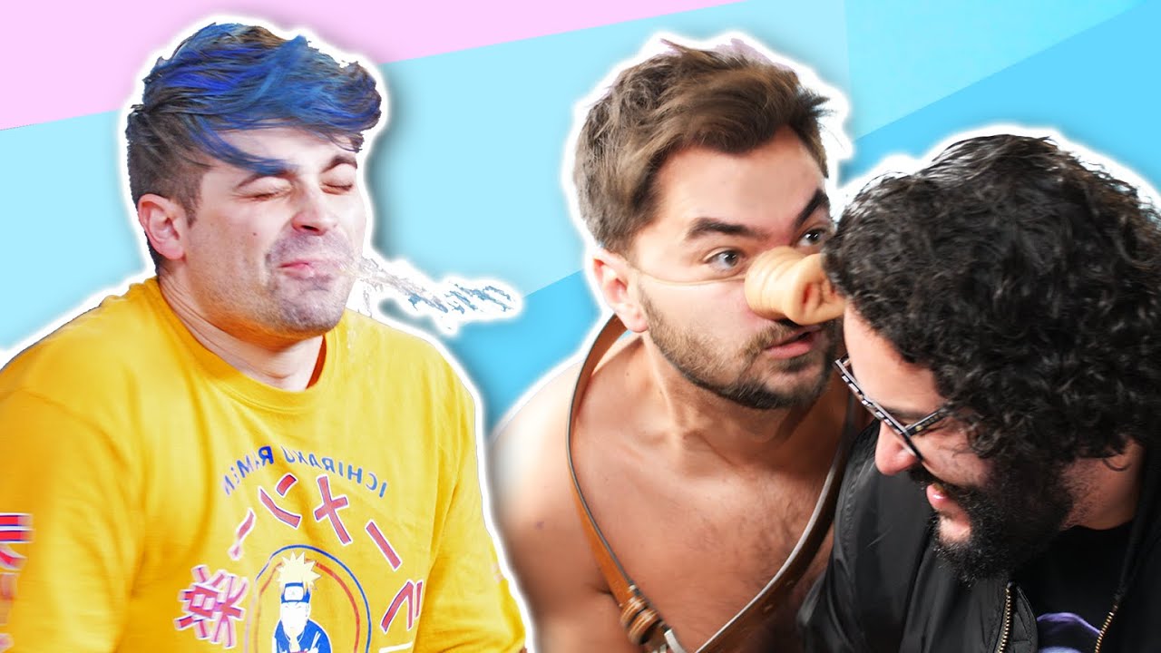 Mayhem at Smosh's TRY NOT TO LAUGH & our BEE-KINI WAX FAILURE | Behind ...