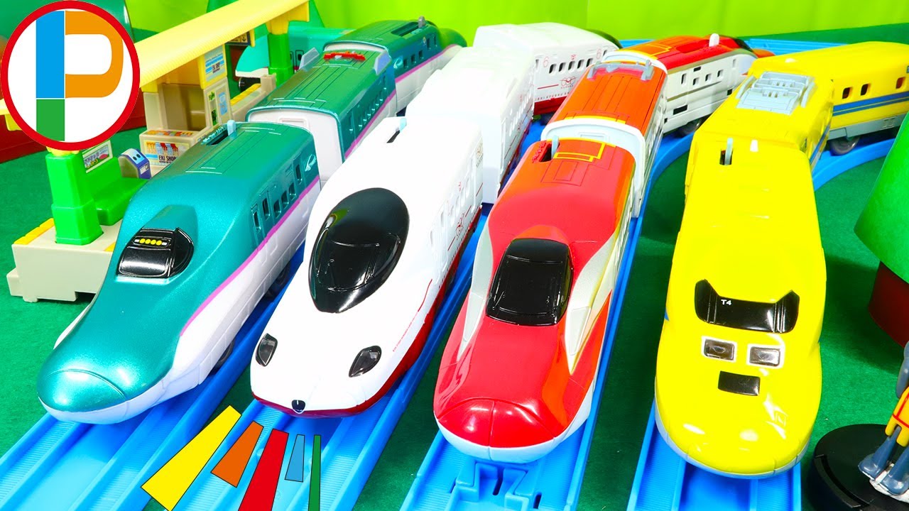 プラレール 新幹線 かもめや はやぶさの車両が登場するよ！でもいろんな所でじこはおこるさ！ OmotyanoPrussian