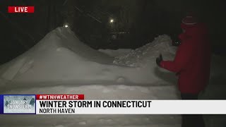 Snow pile in North Haven doubles
