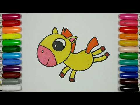 儿童简笔画 - 马 / 十二生肖马 / 每天一幅简笔画71 / 零基础学画画 / Painting and coloring - Chinese Zodiac horse