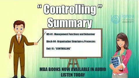 Controlling in Management | Unit Summary | DLL #management #audiobook #ignou