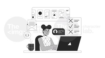 Remote worker communication bw outline 2D animation
