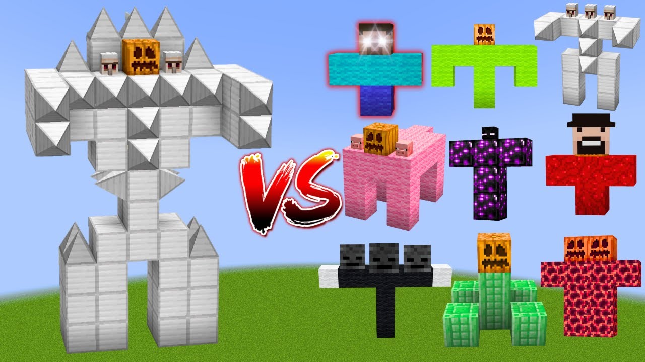 TITAN IRON GOLEM vs All Minecraft Bosses - Minecraft Mob Battle - YouTube