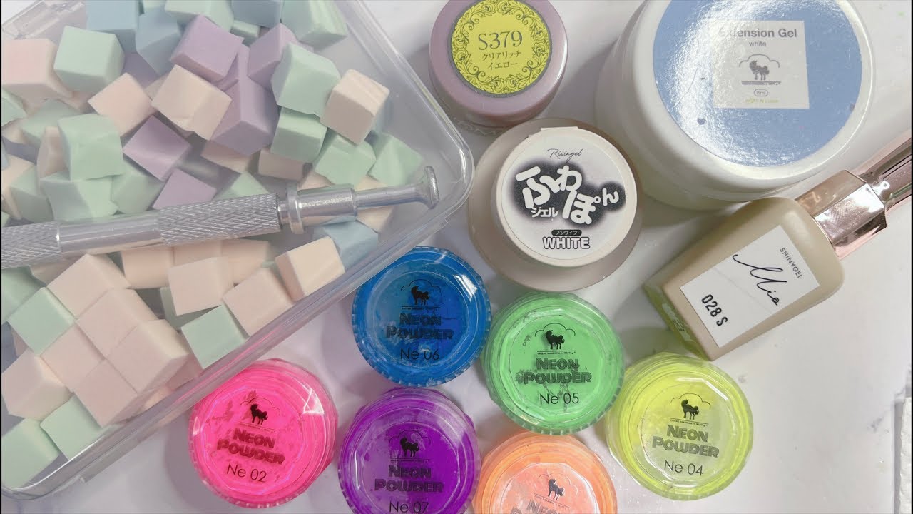 WSPTふわぽんジェル×ネオンパウダーやってみます🌺