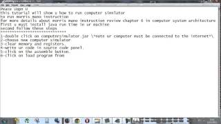 Lab1 : How to run computer simulator - Morris Mano instructions