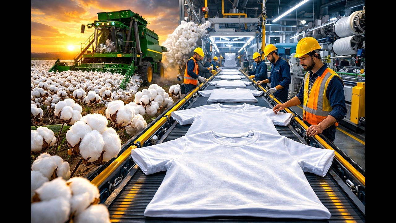 From Cotton Plant to White T-Shirt 🌱👕 | Inside Mega Textile Factory Full Process