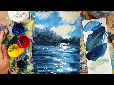 ОЗЕРО |Солнечные блики на воде|Мазковая живопись просто!