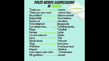 Polite Expressions In Kenya Using Swahili 