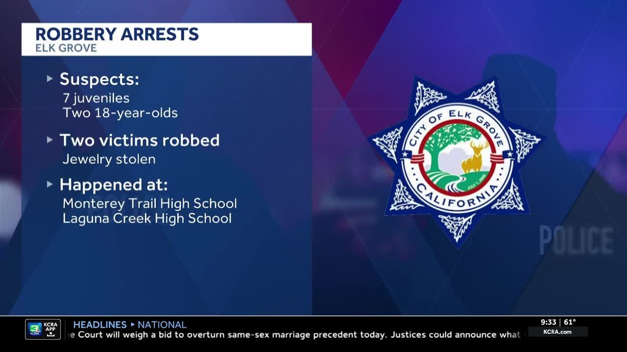 9 arrested after jewelry robberies at 2 Elk Grove high schools - YouTube