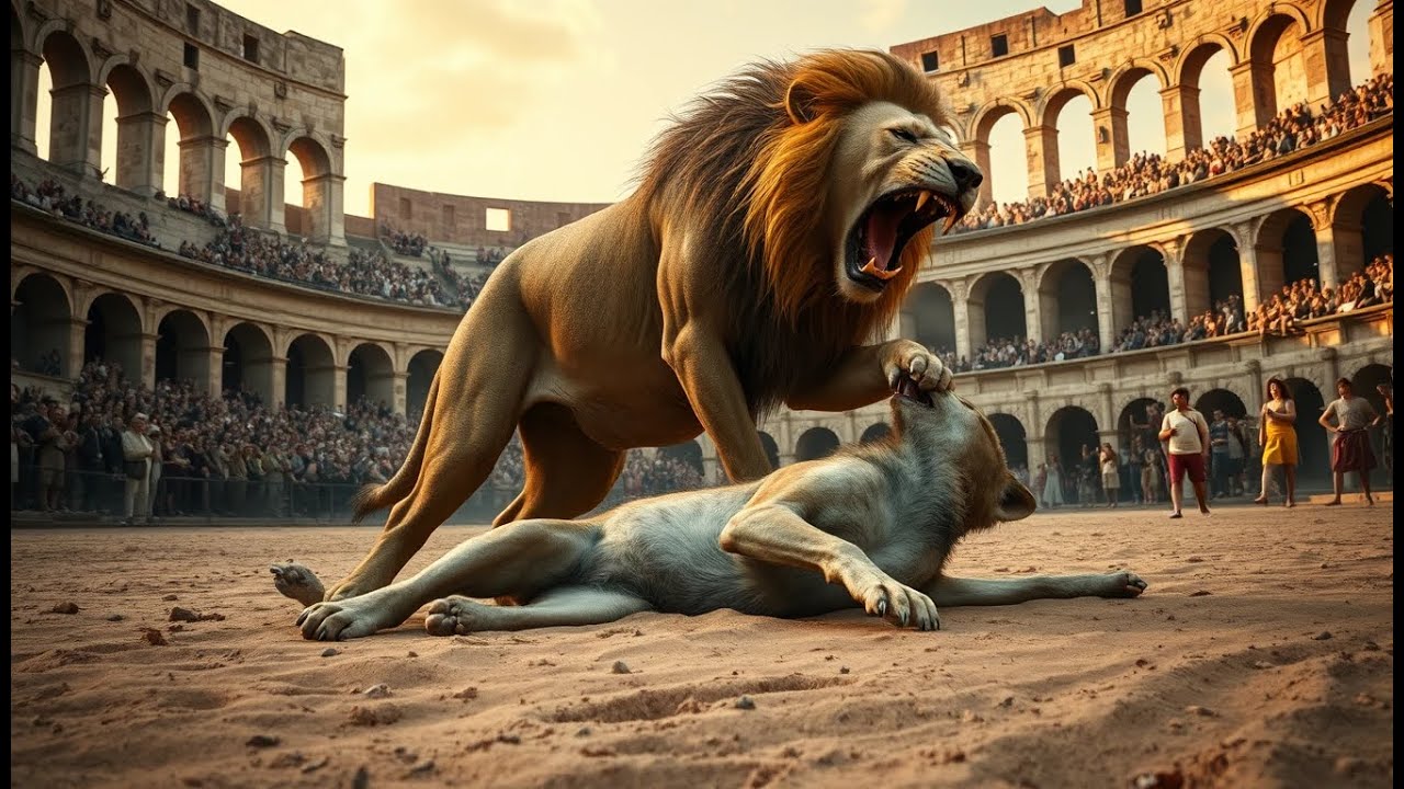 Lion vs Hyena: Epic Battle in the Colosseum | Strength vs Strategy