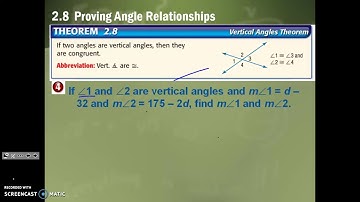 2.8 Proving Angle Relationships