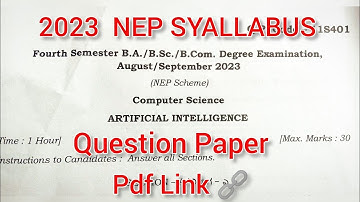 Artificial Intelligence 2023 Questions Paper NEP SYALLABUS #questionpaper2023