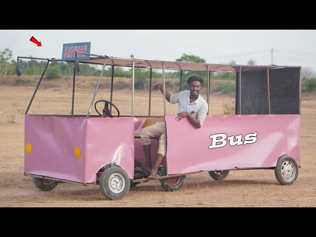 Making Mini Bus 💯 100% Real | Bike Engine Bus | புதுக்கோட்டை To சென்னை Free ticket..! Sathish class=