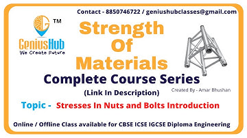 Stresses In Nuts And Bolts Introduction | Strength Of Materials | GeniusHub