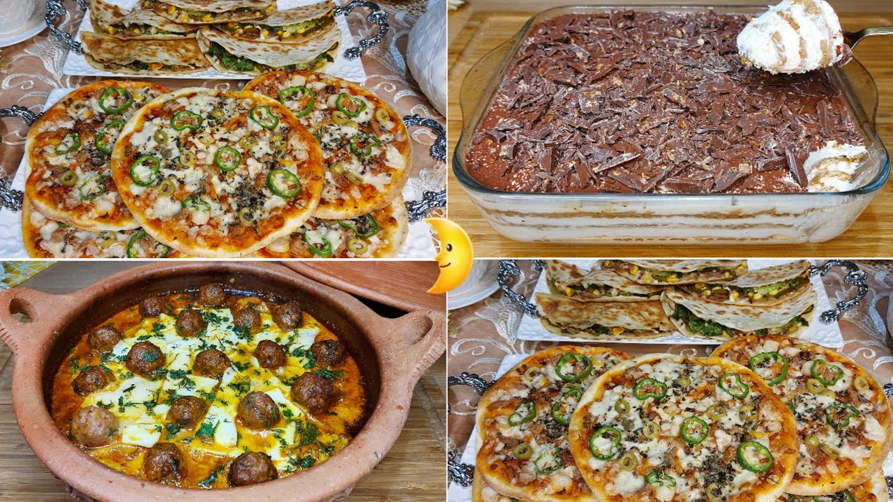 شهيوات ساهلة بدون عجين🌜 بيتزا و مملحات سريعة+الطاجين العجيب متشبعيش منه+تحلية كتحمق