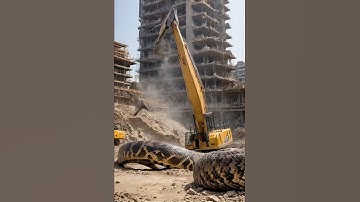 Excavator Strike A Giant Python #ExcavatorEncounter #GiantPython #WildConstruction