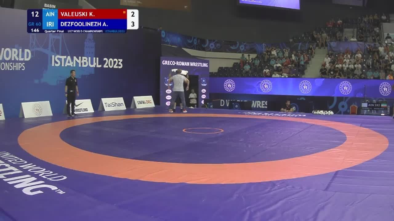 Quarter Final • GR 60Kg • Kiryl VALEUSKI (AIN) vs. Ali Amir DEZFOOLINEZHAD (IRI)