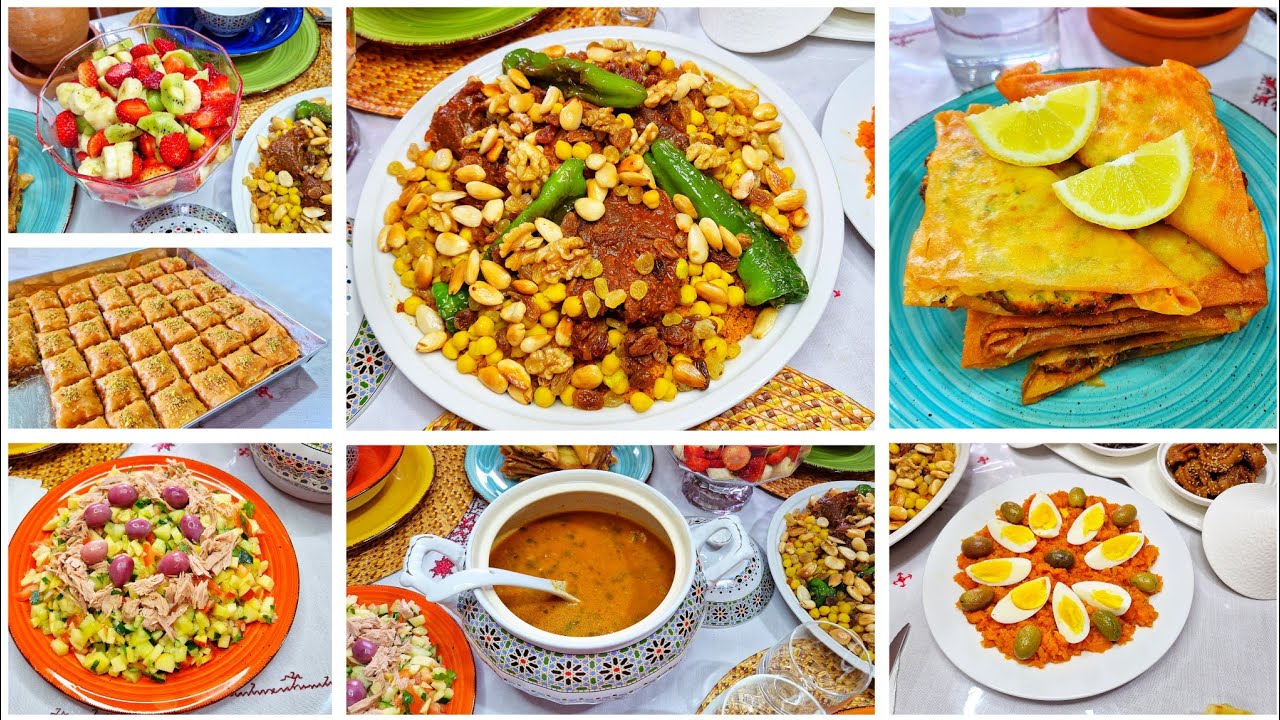 عشاء ليلة النص من رمضان🌙كسكسي 🌙شربة شعير🌙بريك🌙سلاطة تونسية🌙سلاطة امك حورية 🌙بقلاوة تركية