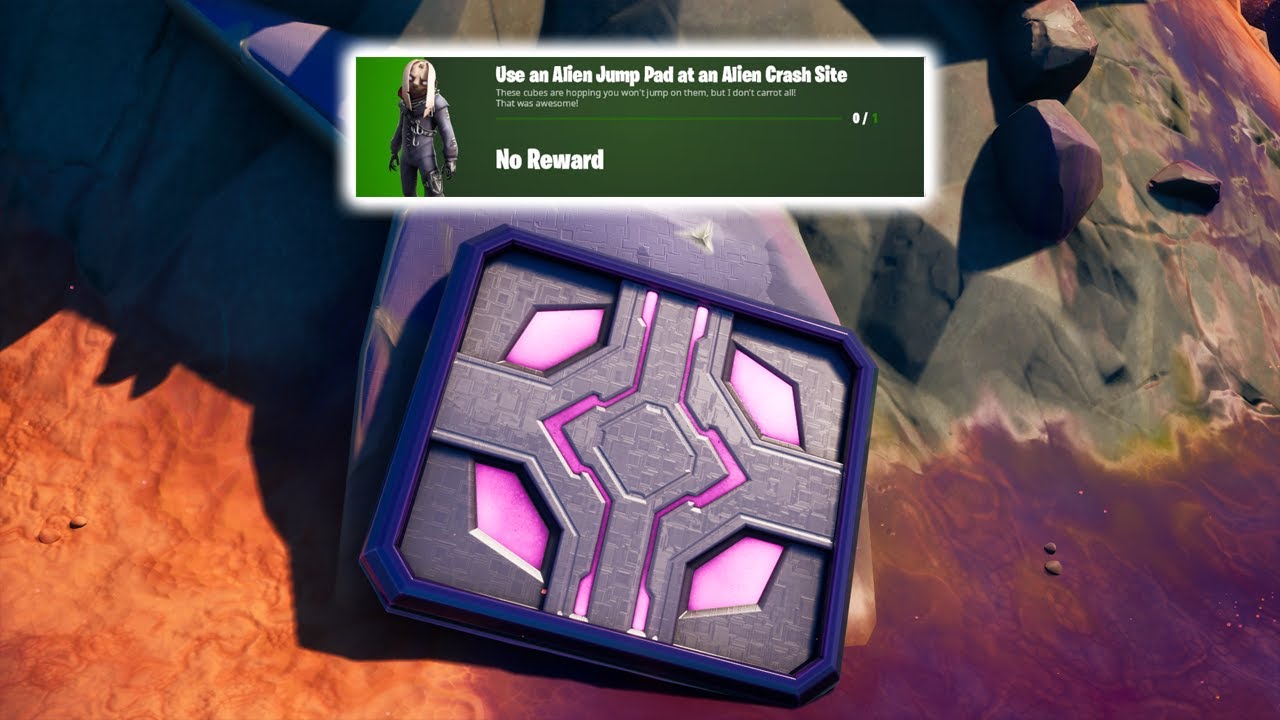 Use an Alien Jump Pad at an Alien Crash Site - Fortnite Nitehare Challenge