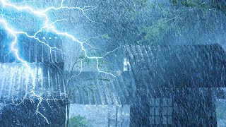 Heavy Thunderstorm & Howling Wind on Rainstorm Night - Thunderstorm Rain Sounds for Sleeping