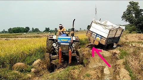 Power-trac Tractor EURO50 Stuck in mud heavy load in trolly Part-02 Video || SRIKANTH PS