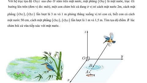 Toán 12: Hình học Oxyz: Với hệ trục tọa độ Oxyz sao cho O nằm trên mặt nước, mặt phẳng (Oxy) là mặt