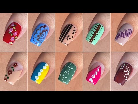 10 Beginner friendly nail art designs tutorial || Easy nail art at home 