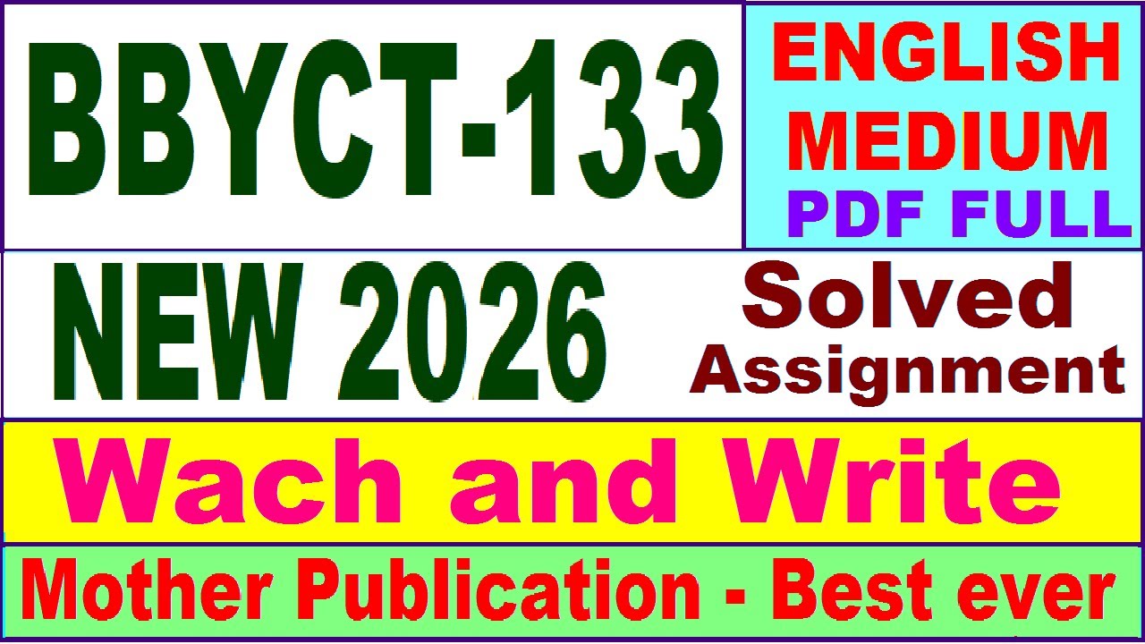 BBYCT 133 solved assignment 2026 in English || bbyct 133 solved assignment 2026 || ignou bbyct133