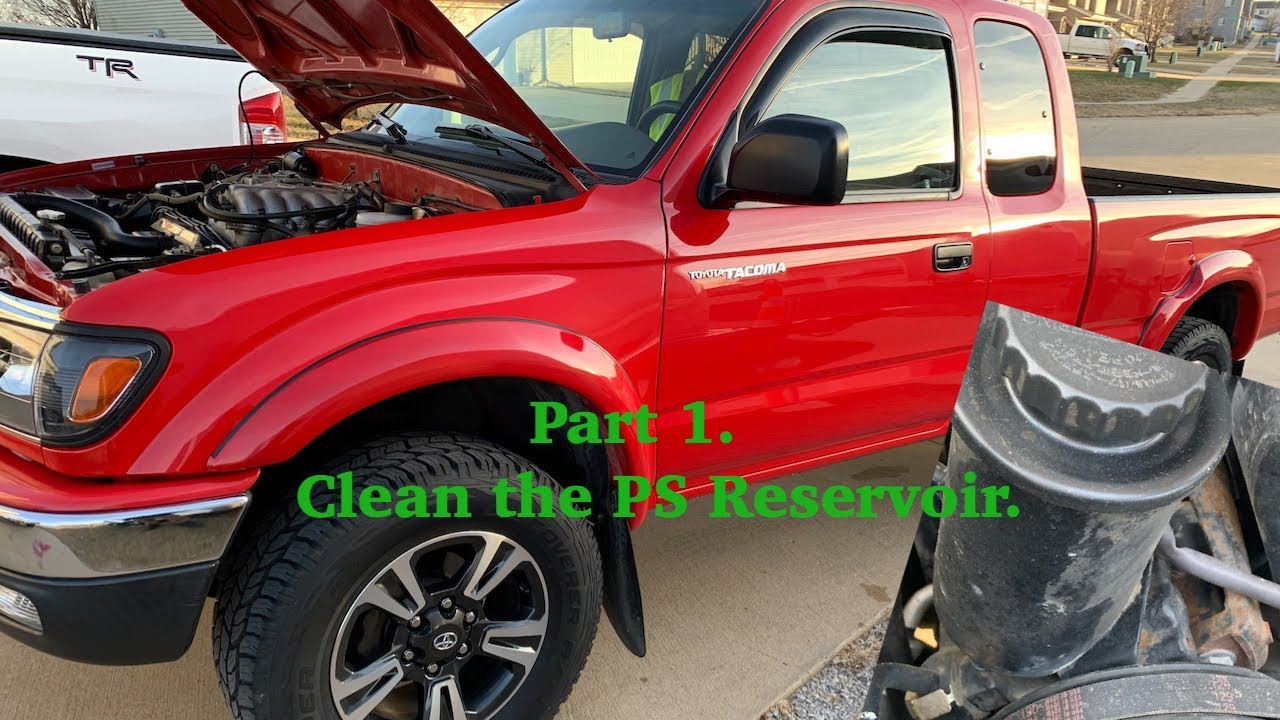2003 Tacoma Power Steering Service: Step 1: clean the reservoir - YouTube