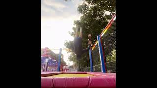 Accidental Front Flip Lands Face First on Trampoline Edge