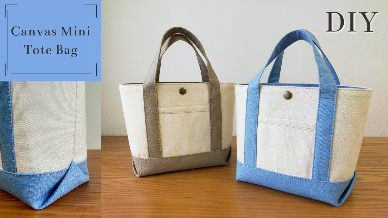 三角マチのミニキャンバストートバッグの作り方 型紙付 Canvas Mini Tote Bag Free Pattern Sewing Tutorial Diy Youtube