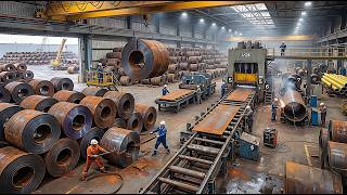 Turning Raw Steel Into HUGE Gas Pipeline - Modern Factory Process