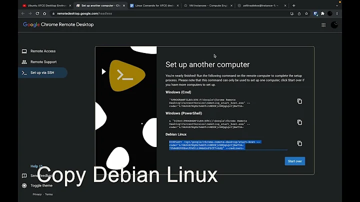 Ubuntu XFCE Desktop Environment in Google Cloud Connect From Browser using Chrome Remote Desktop