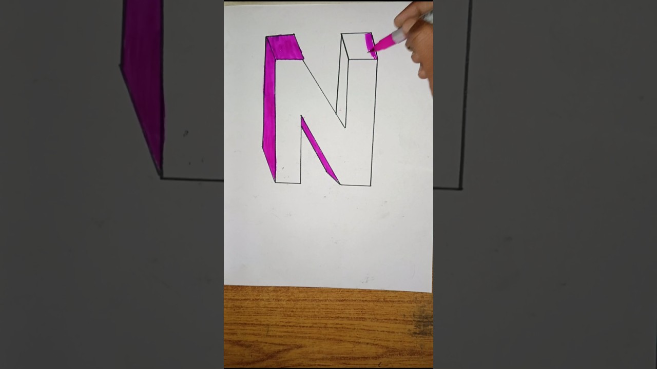 Letter N 3D Art Drawing | 