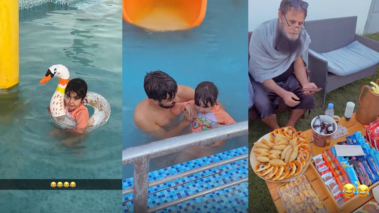 سنابات عبدالله العنزي| يوم الشاليه 😍 السباحة مع دينا 🥹