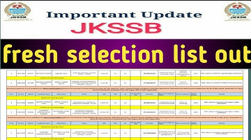 #jkssbselectionlistout#jkssbfreshupdates|JKSSB FRESH SELECTION LIST OUT|JKSSB MEDICAL LIST OUT#jkssb