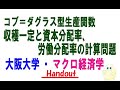 マクロ経済学・コブ＝ダグラス型生産関数（収穫一定、分配率）の計算（大阪大学編入試験の改題）