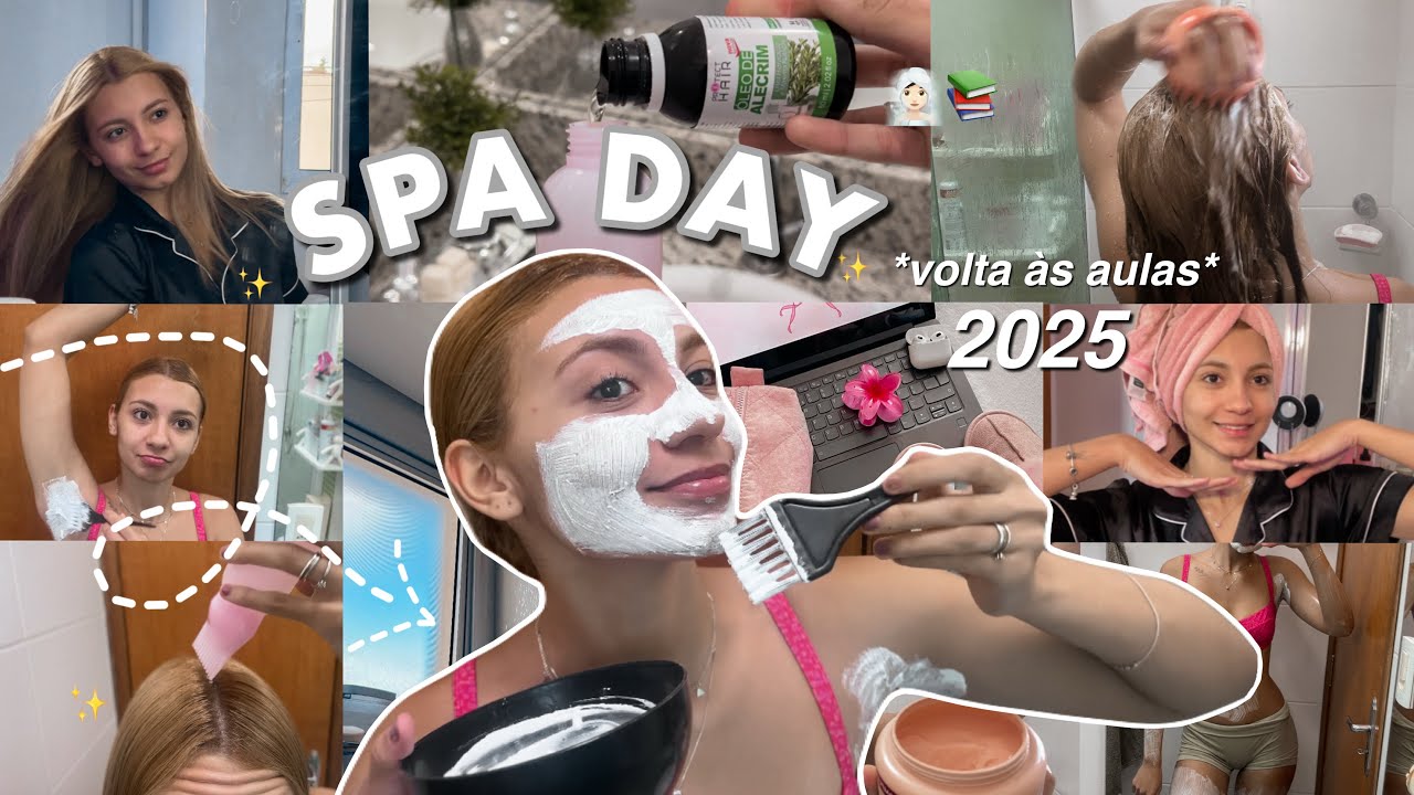 SPA DAY volta às aulas 2025 | cabelo, umectação, skin care & unhas 🧖🏻‍♀️🎀