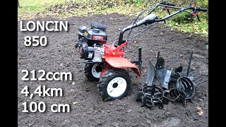 Loncin 850 - Powerful tiller 212ccm, 4.4kW TEST - Plow, Rider, Digger - Plowing.