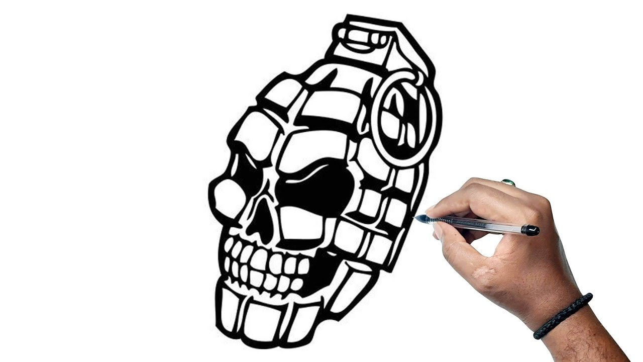 army skull drawing