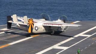 C-2A Greyhound landing on USS John C. Stennis (HD)