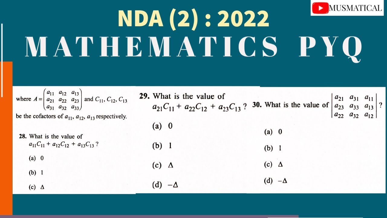 NDA (2) : 2022 MATHEMATICS PYQ - YouTube