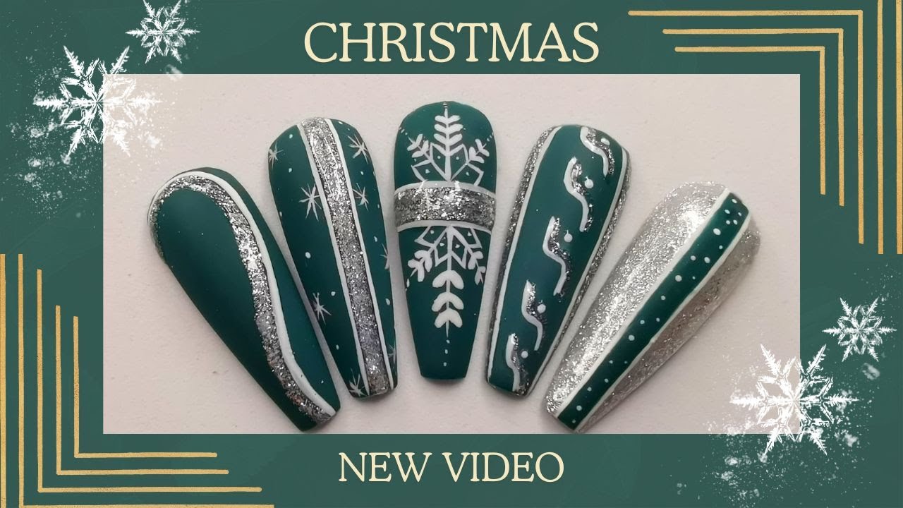 Creating Green Glitter Christmas Nails with Sparkle Gel StepbyStep Tutorial Christmas Gel