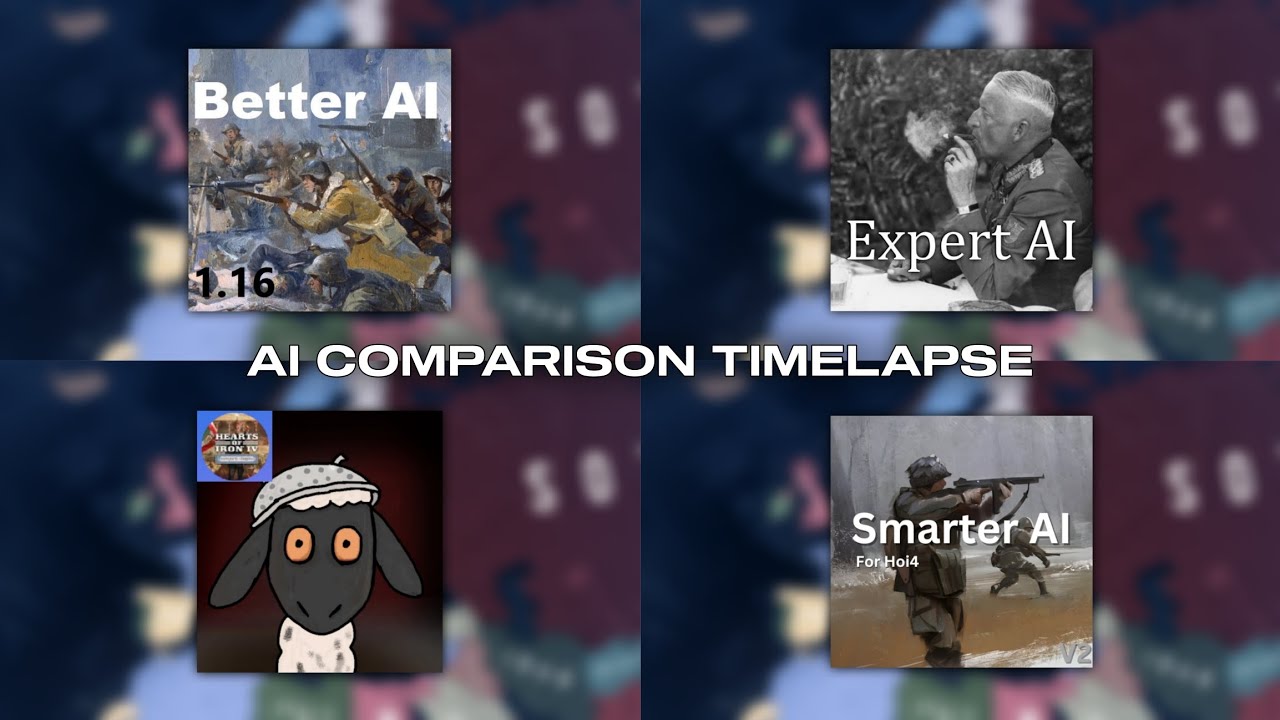BETTER AI vs EXPERT AI vs SHEEP AI vs SMARTER AI [HOI4 AI Comparison Timelapse]
