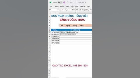 Đọc ngày tháng sang Tiếng Việt dạng Thứ Ngày Tháng Năm #Shorts #excelformula #exceltips