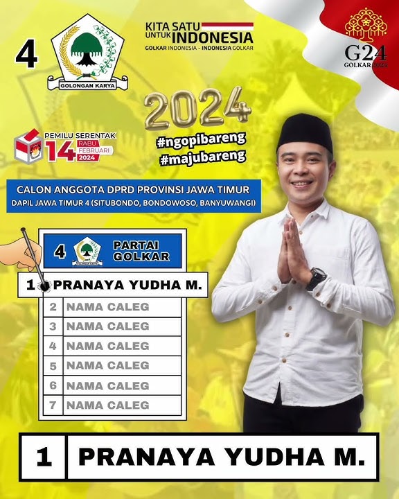 PRANAYA YUDHA MAHARDHIKA, S.P, M.I.B, Caleg DPRD JATIM Dapil 4) Banyuwangi, Situbondo, Bondowoso
