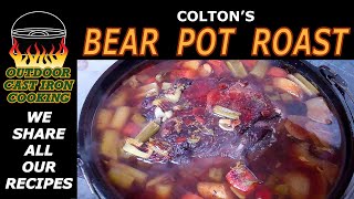 Coltons Bear Pot Roast
Coltons Bear Pot Roast
Marinate:
12 oz. merlot wine
2 tbs. black pepper
1 tbs. powdered garlic
Ingredients:
5-7 lb. bear roast
1 qt. beef broth
1/3 bulb elephant garlic, chopped
1 sweet onion, chopped
2 whole parsnips, chopped
6 whole carrots, chopped
1 whole bunch celery, chopped
Directions:
Marinate roast for 24 hours.
Place roast and marinate into a 12 camp oven.
Pour beef broth into the oven.
Place garlic into the oven, on and near to the roast.
Toss remaining vegetables into the oven and cover with lid.
Cook at 325F for 4-5 hours, using 15 briquettes on lid and 8 briquettes under oven, changing coals every hour.
Remove roast when internal temperature reaches 160-170F
Cover roast and let it rest 10 minutes before slicing.
Serve with cooked vegetables and broth. Coltons Bear Pot Roast