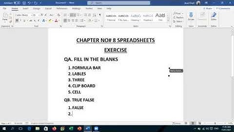 CLASS#6 RIGHTBYTE # 1 CH#8 SPREADSHEETS EXERCISE 15 JAN 2021