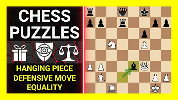 Chess Puzzles to Practice. Themes: Hanging piece, Defensive move, Equality. Learn Chess